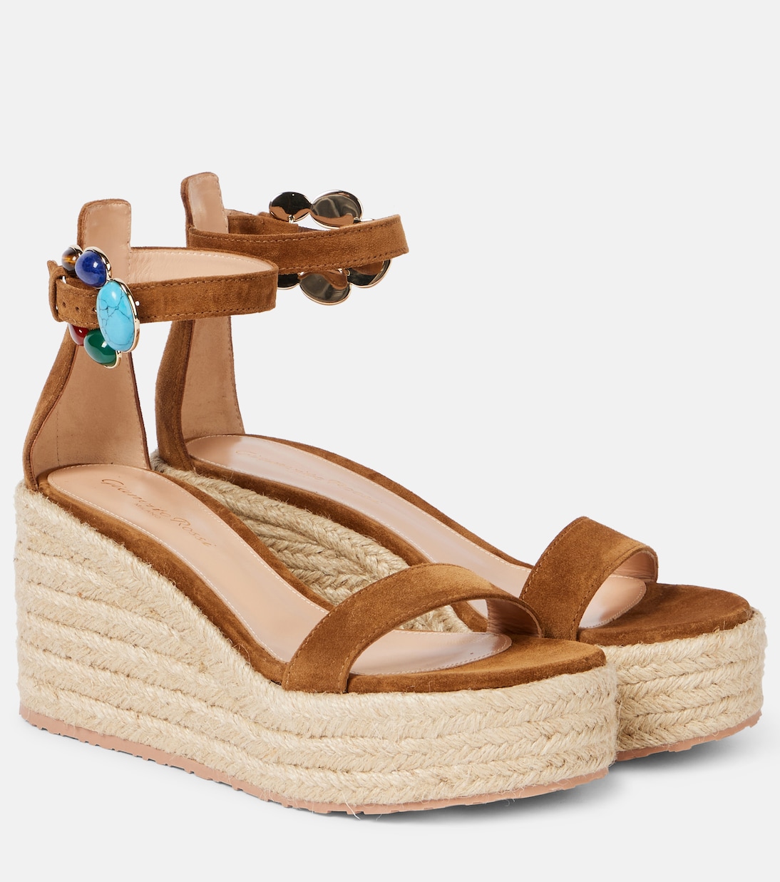 Espadrilles à plateforme en daim à ornements  | Gianvito Rossi