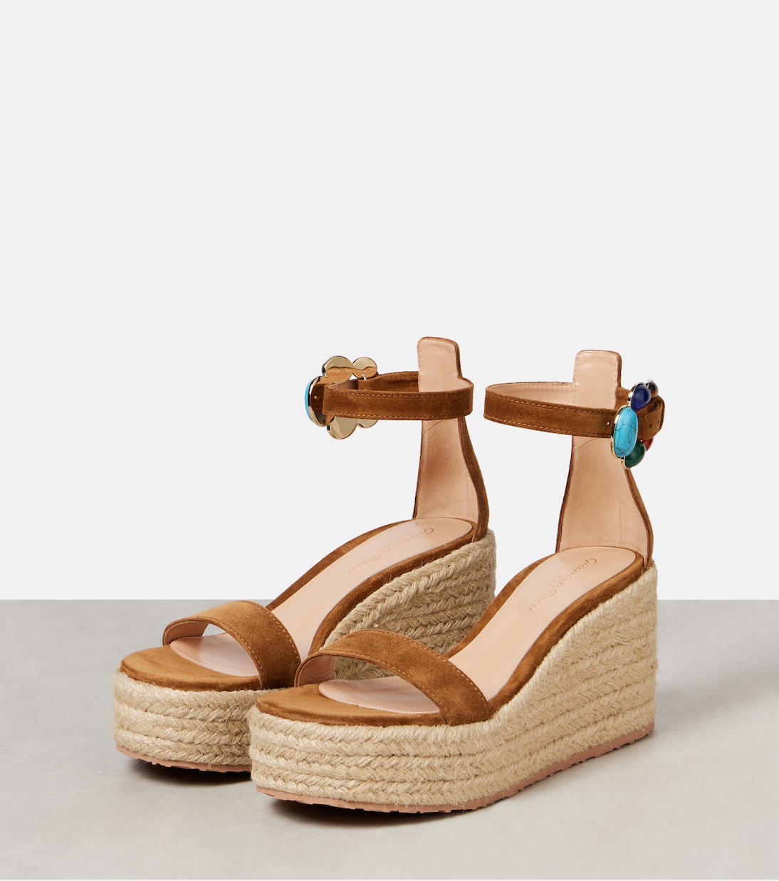 Espadrilles à plateforme en daim à ornements  | Gianvito Rossi