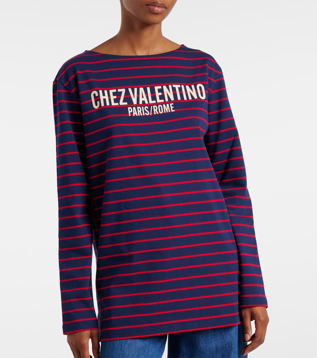 Top Chez Valentino in jersey di cotone a righe | Valentino