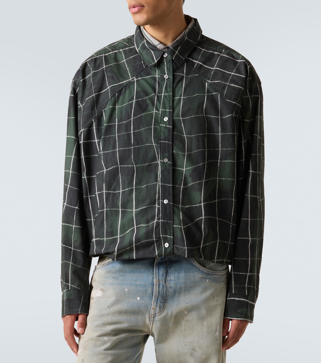 Checked layered cotton poplin shirt | Acne Studios