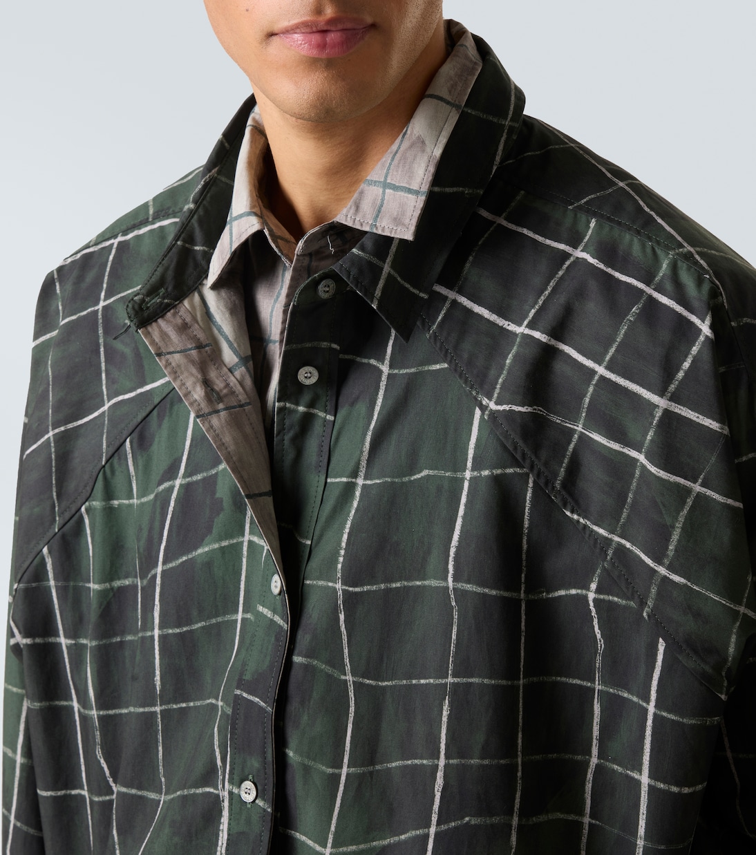 Checked layered cotton poplin shirt | Acne Studios