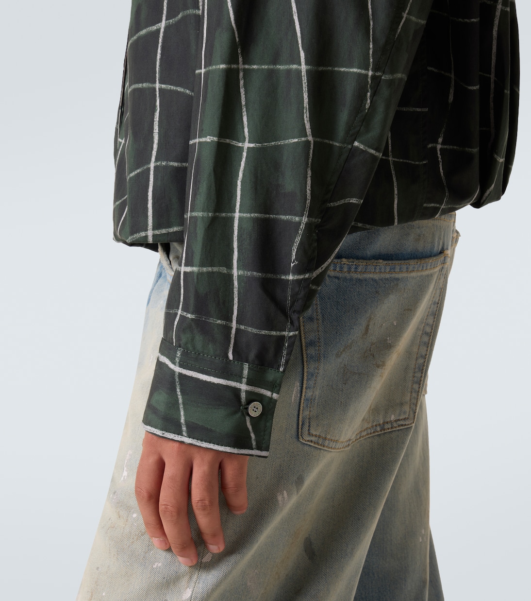 Checked layered cotton poplin shirt | Acne Studios