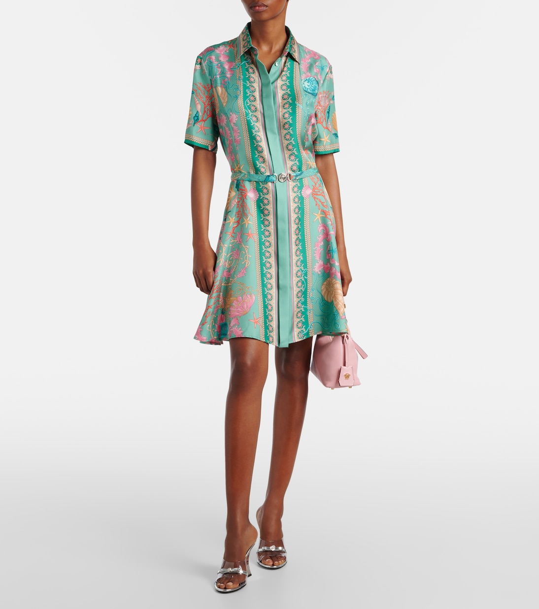 Hemdblusenkleid Waterproof Barocco aus Seiden-Twill | Versace