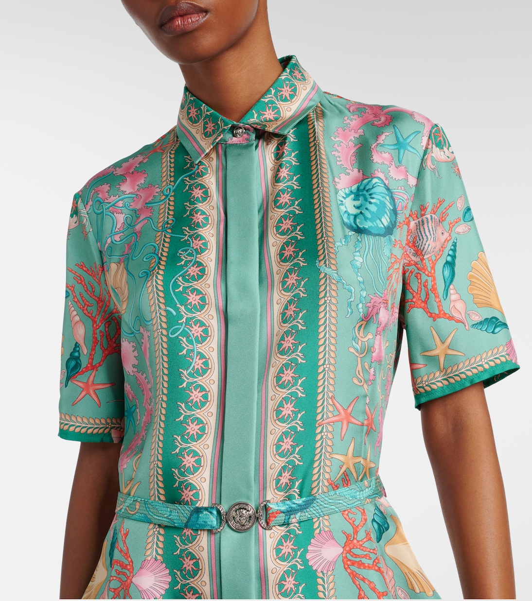 Hemdblusenkleid Waterproof Barocco aus Seiden-Twill | Versace
