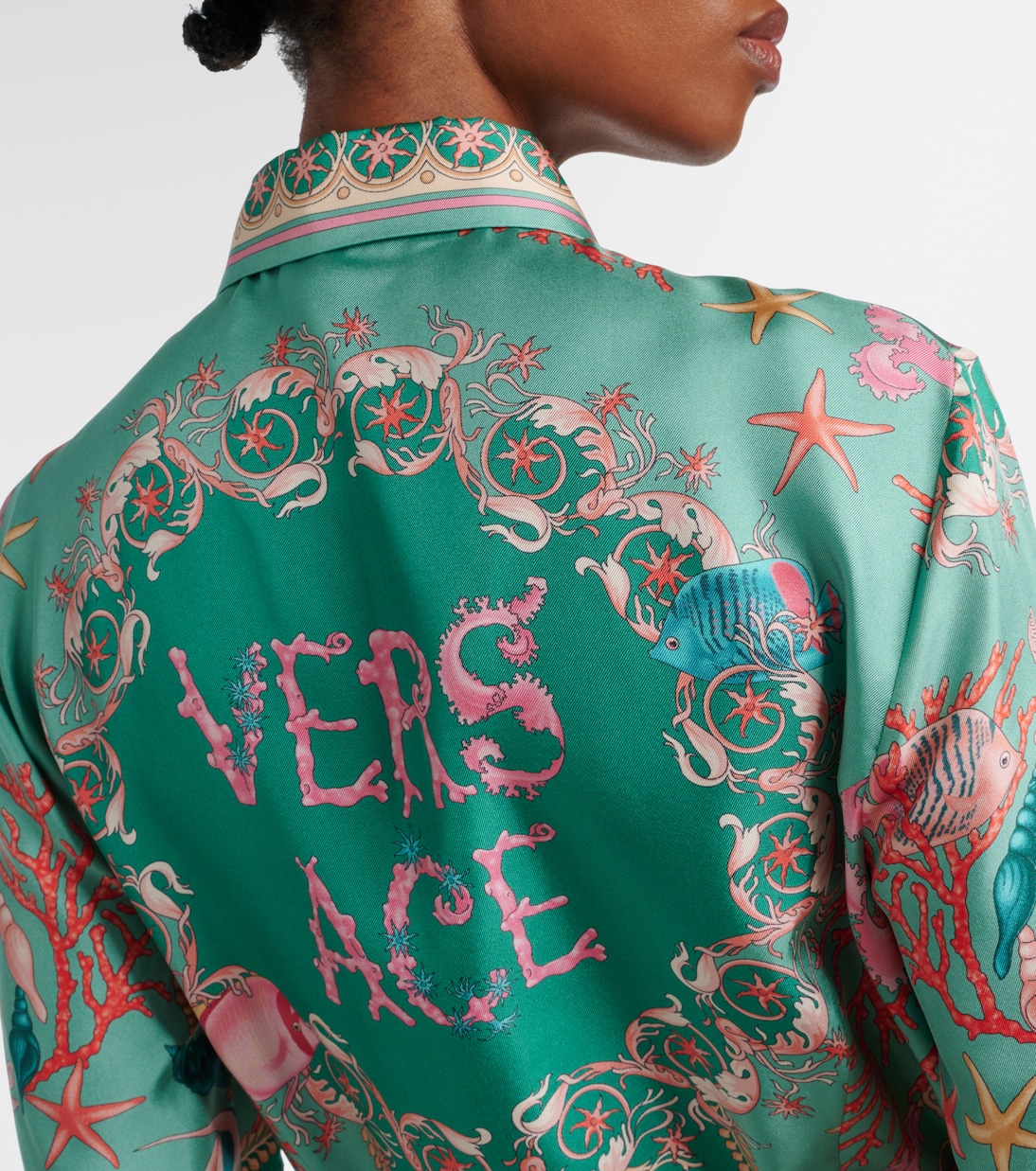 Hemdblusenkleid Waterproof Barocco aus Seiden-Twill | Versace