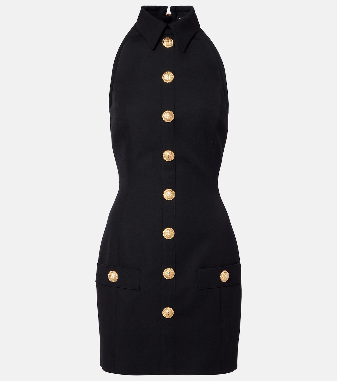 Halterneck wool grain de poudre minidress | Balmain