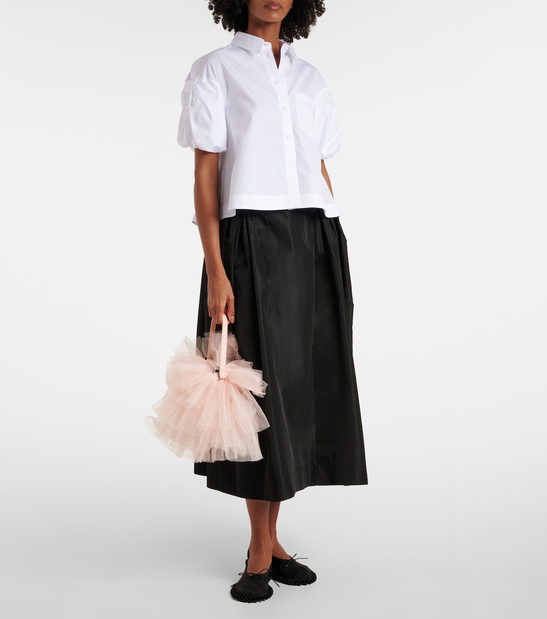 Cropped puff-sleeve cotton poplin shirt | Simone Rocha