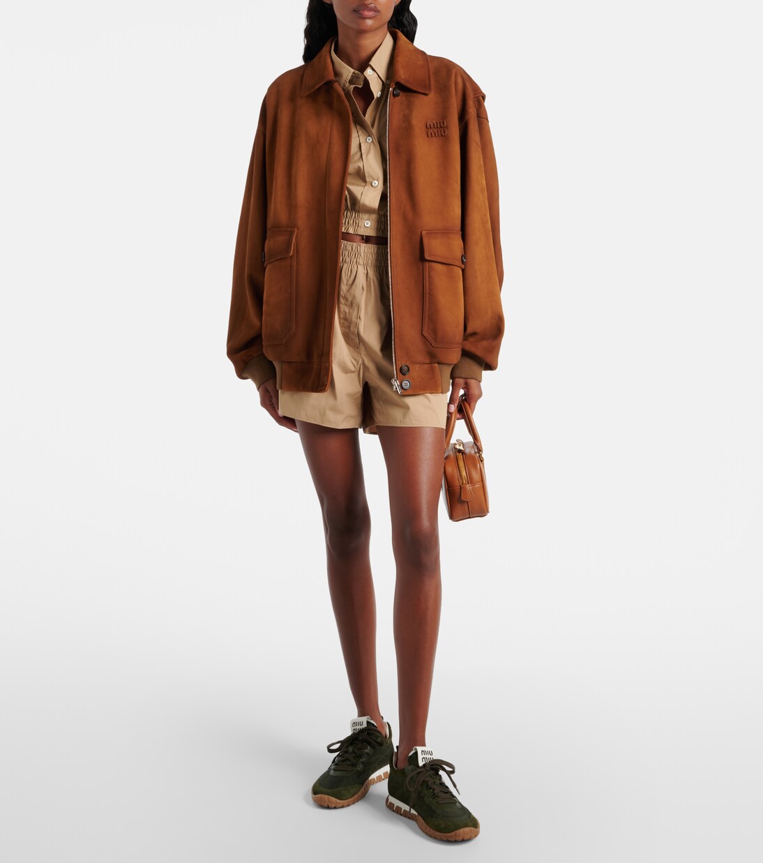 Tyre suede-trimmed sneakers | Miu Miu