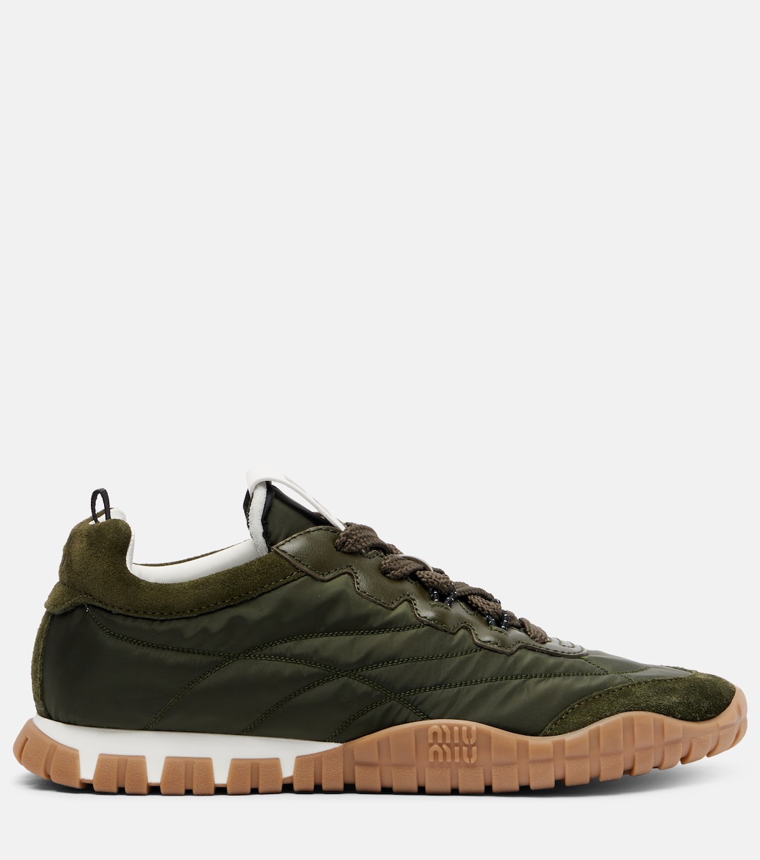 Tyre suede-trimmed sneakers | Miu Miu