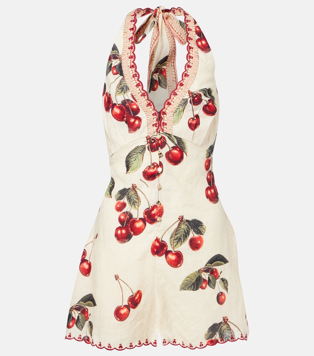 Notes From The Road printed linen romper | Camilla