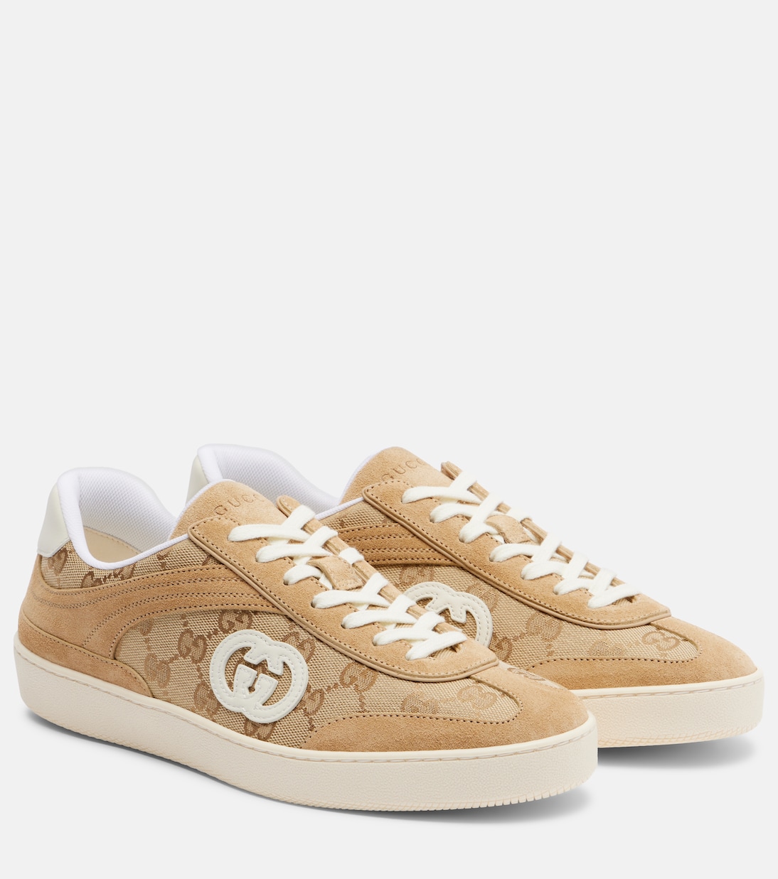 G75 GG Canvas suede-trimmed sneakers | Gucci