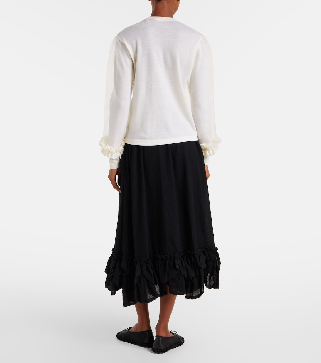 Pullover aus Wolle mit Tüll | Noir Kei Ninomiya