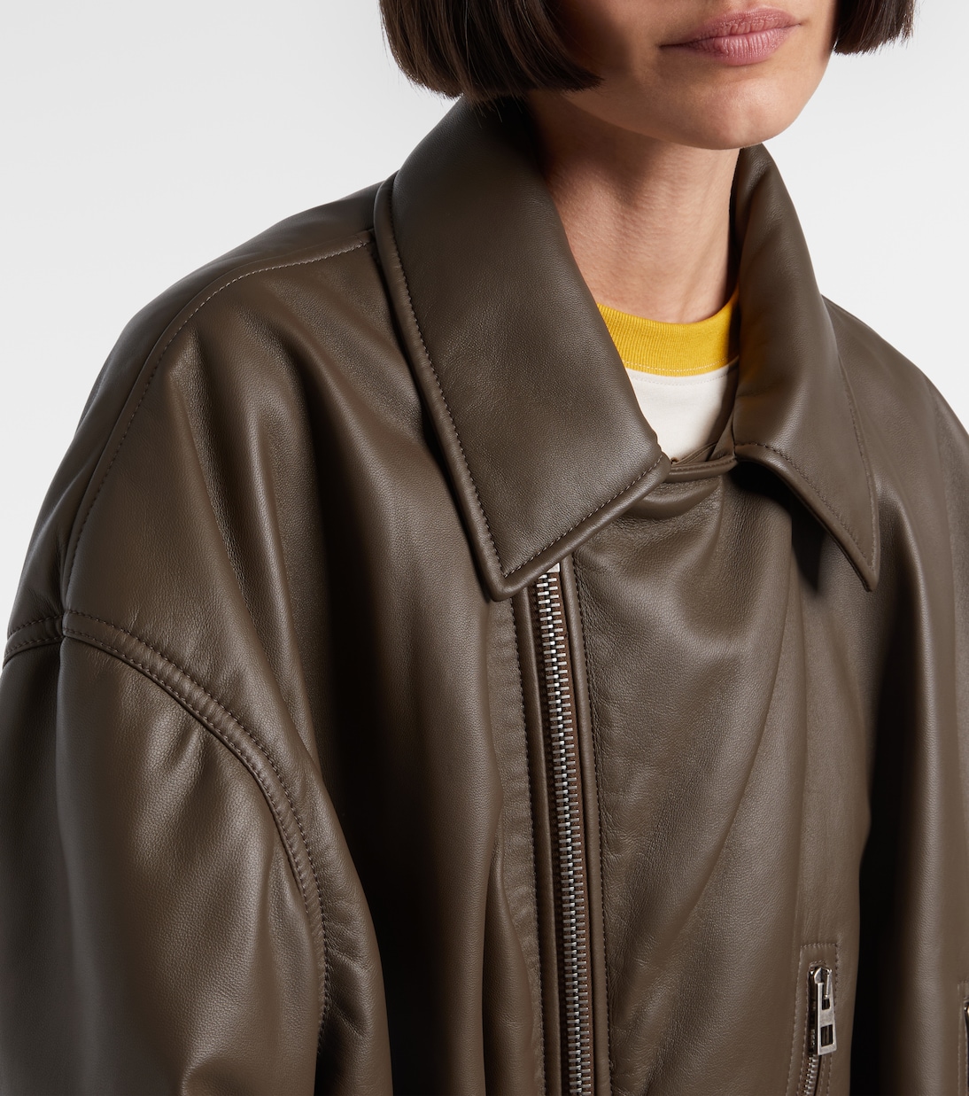 Cropped leather biker jacket | Loewe