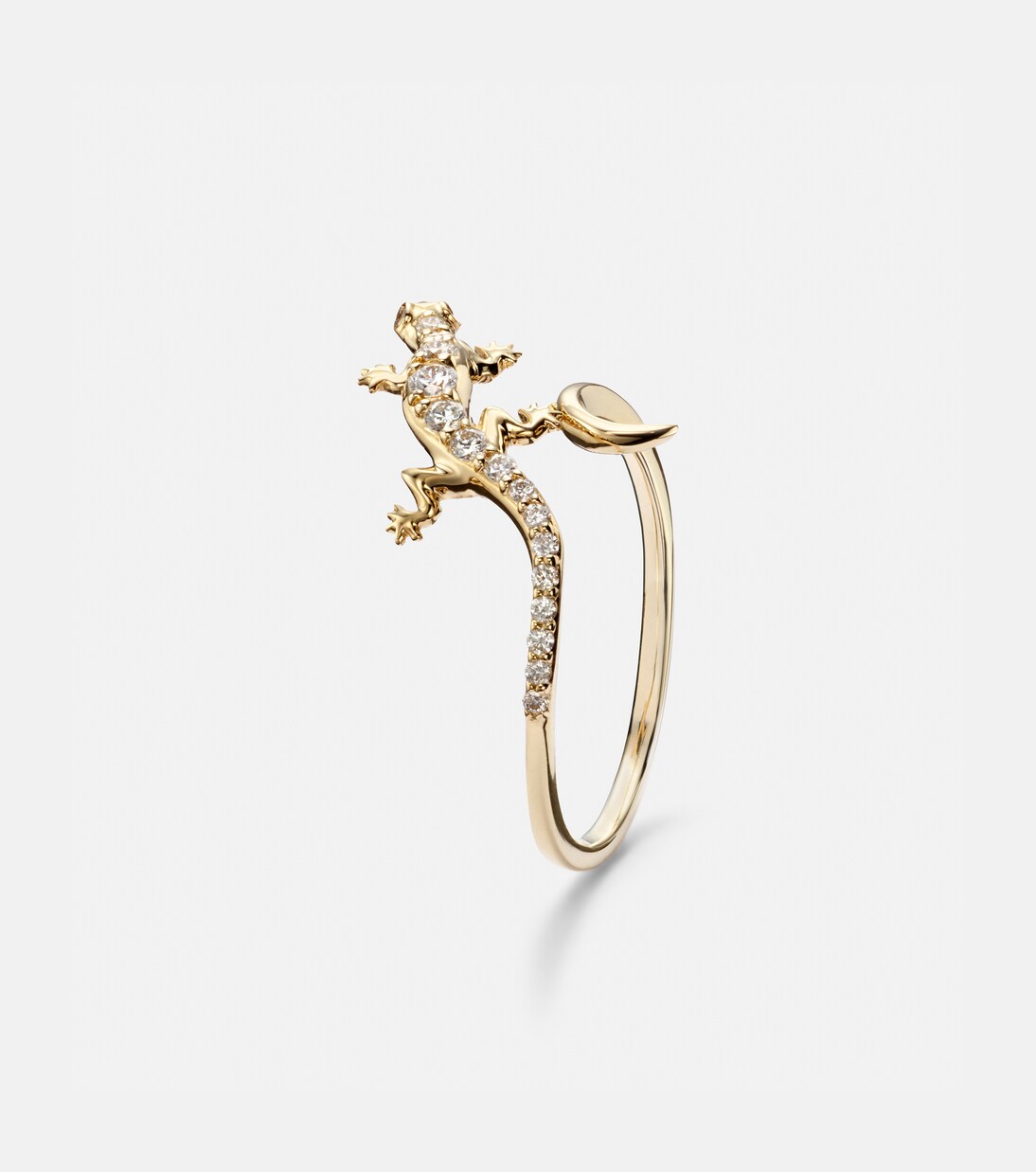 Lizard 14kt gold ring with diamonds | Sydney Evan