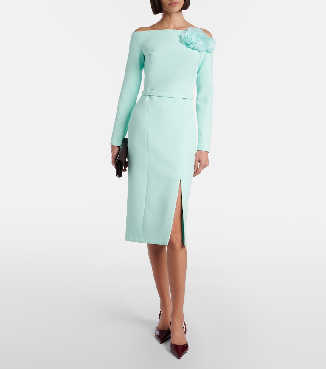 Jay floral-appliqué crêpe midi dress | Safiyaa