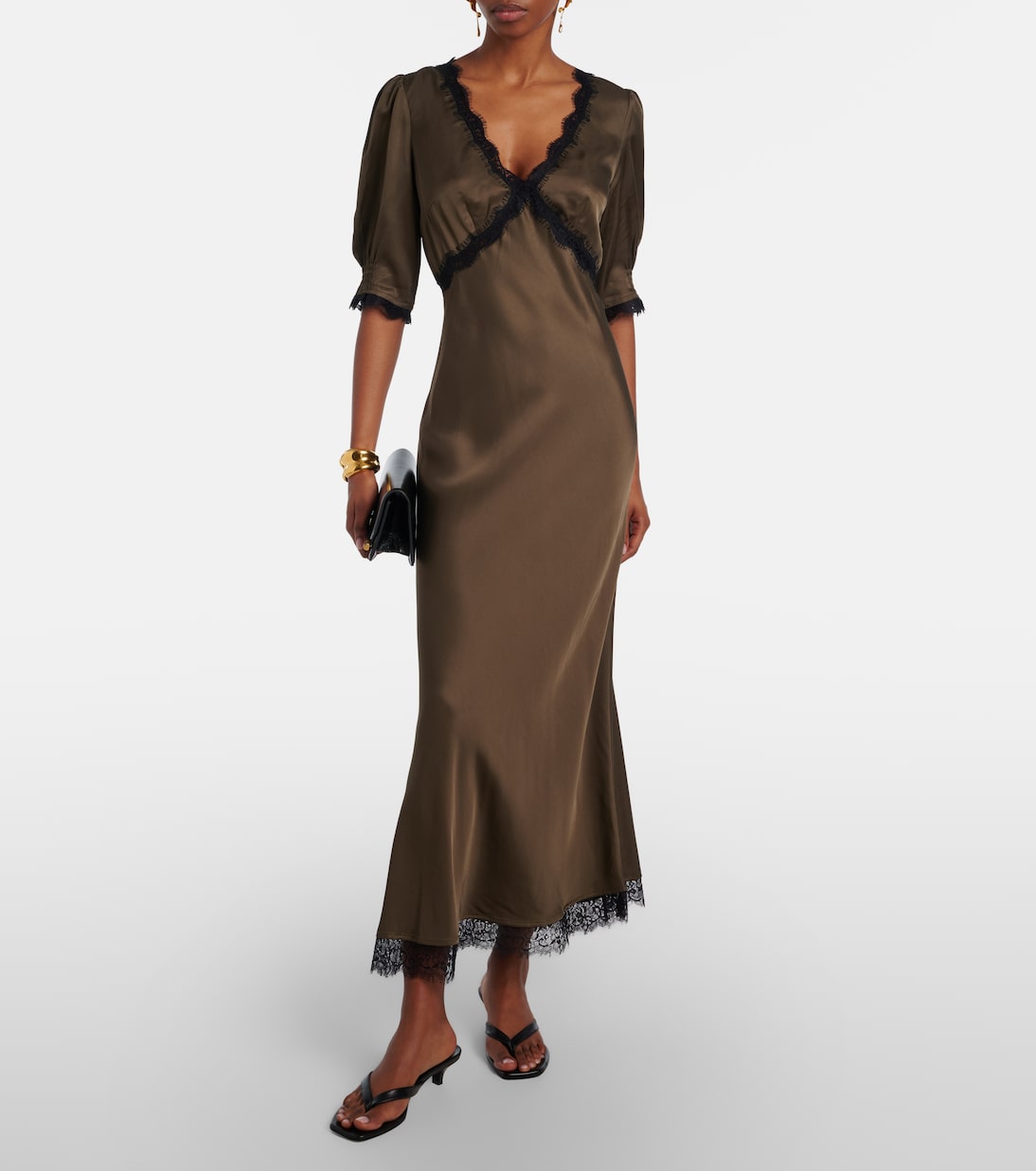 Robe midi Annina en satin et dentelle | Rixo