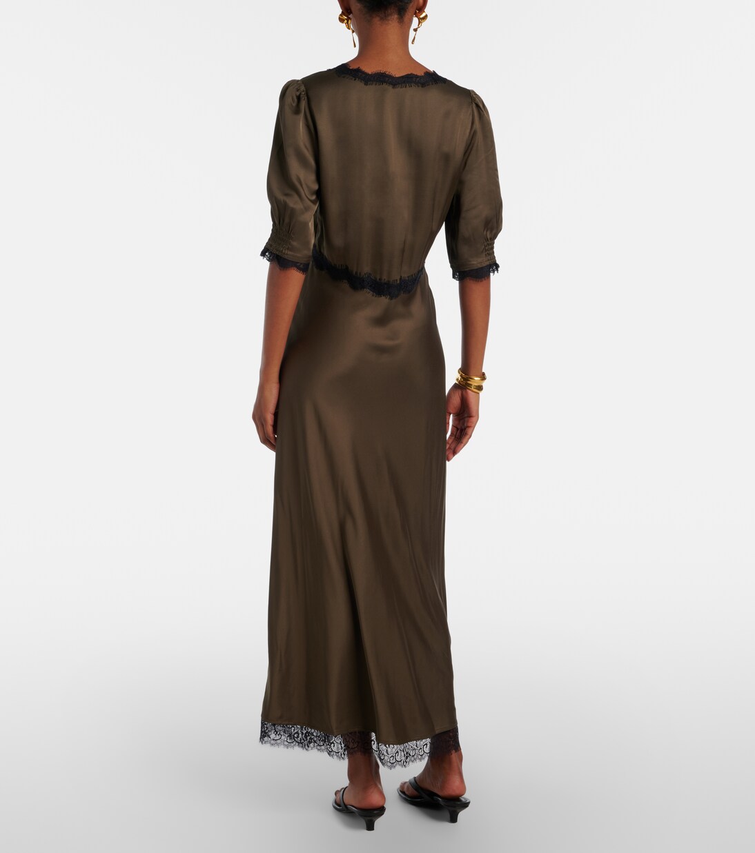 Robe midi Annina en satin et dentelle | Rixo