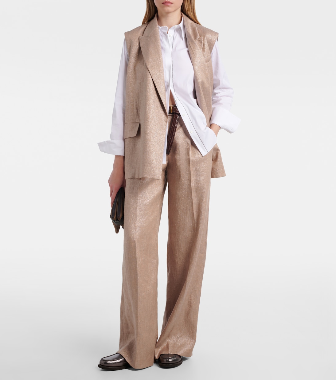 Camisa de popelín en mezcla de algodón con cuentas Monili  | Brunello Cucinelli