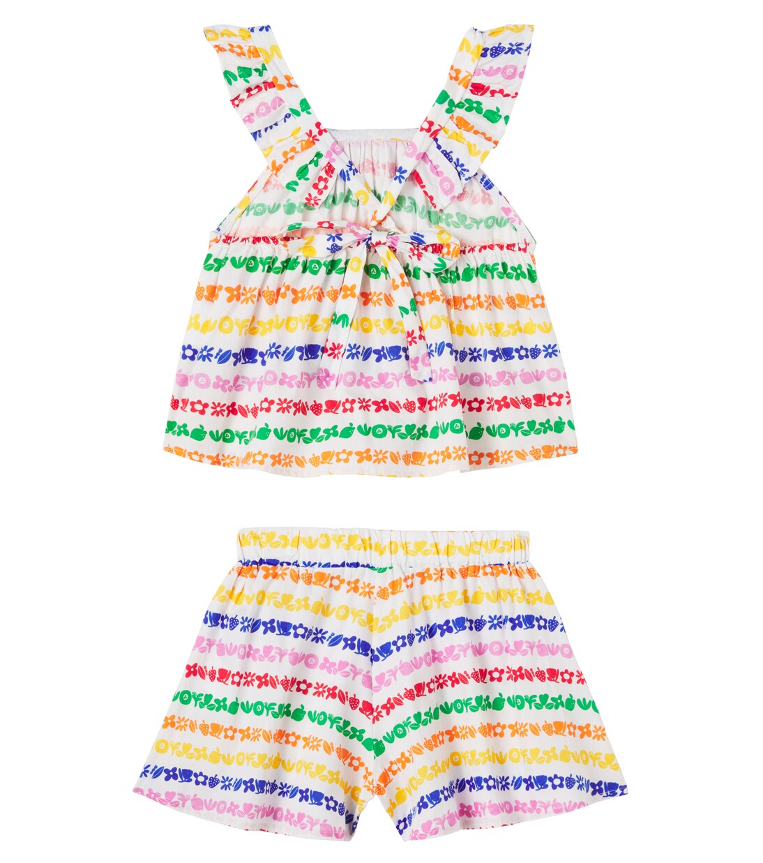 Printed striped cotton top and shorts set | Fábula