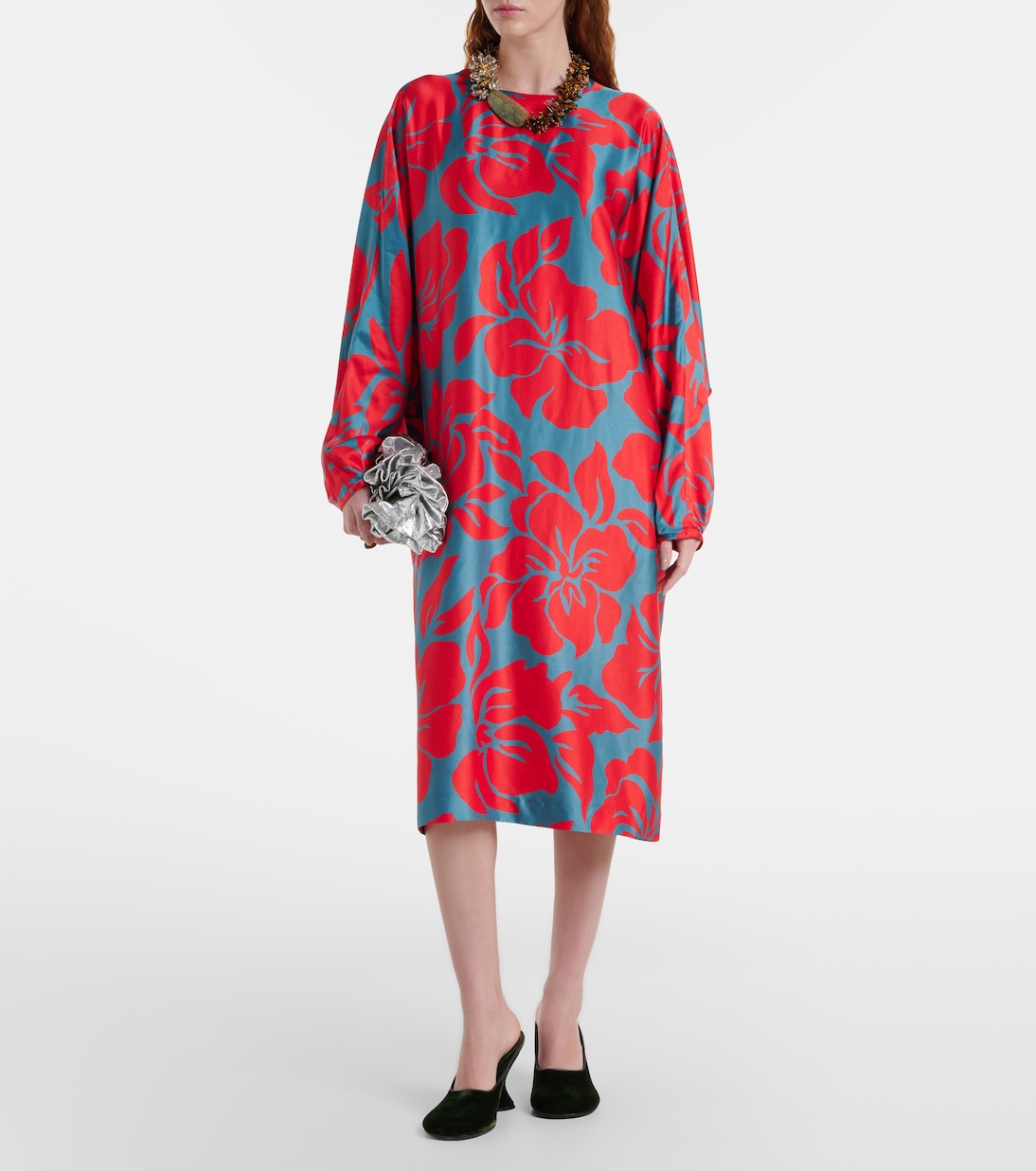 Midikleid aus Satin | Dries Van Noten