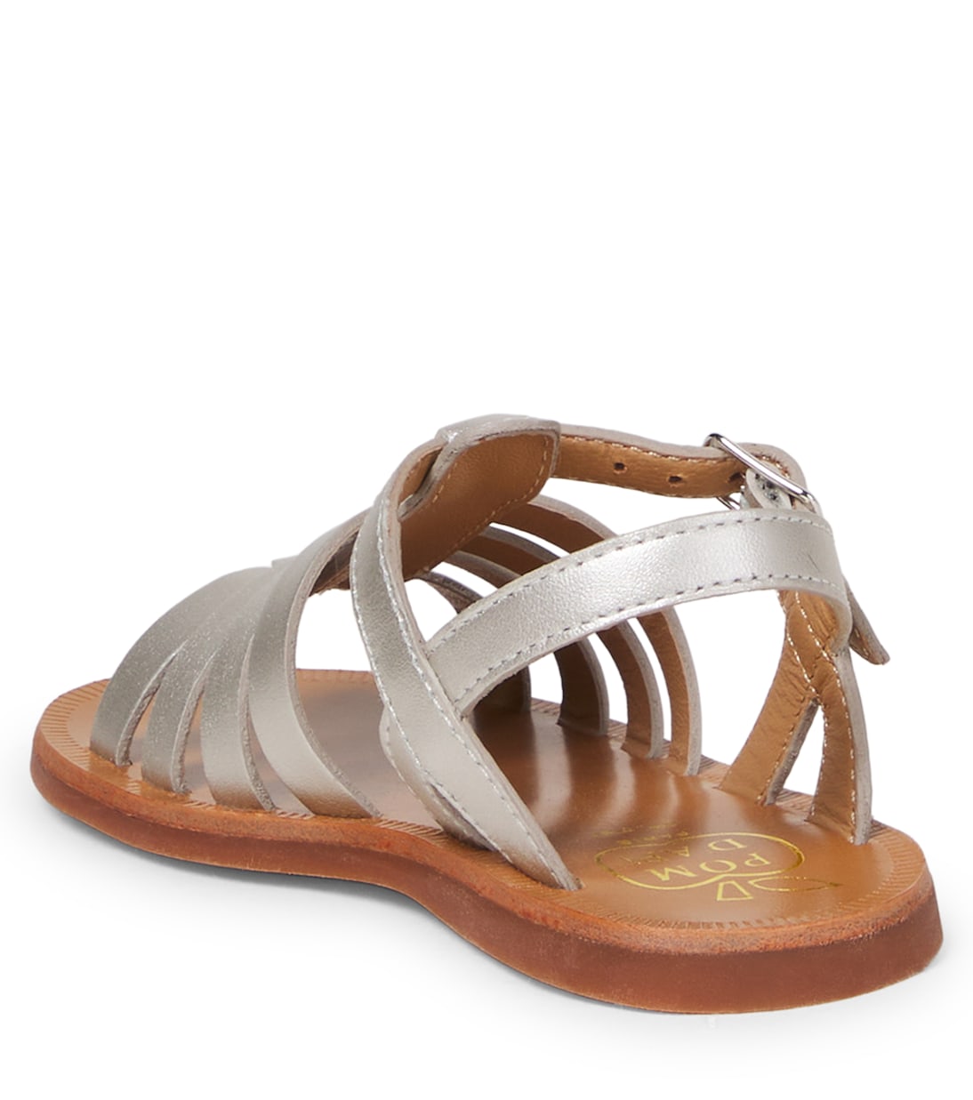 Sandalias Plagette Strap de piel metalizada | Pom d'Api