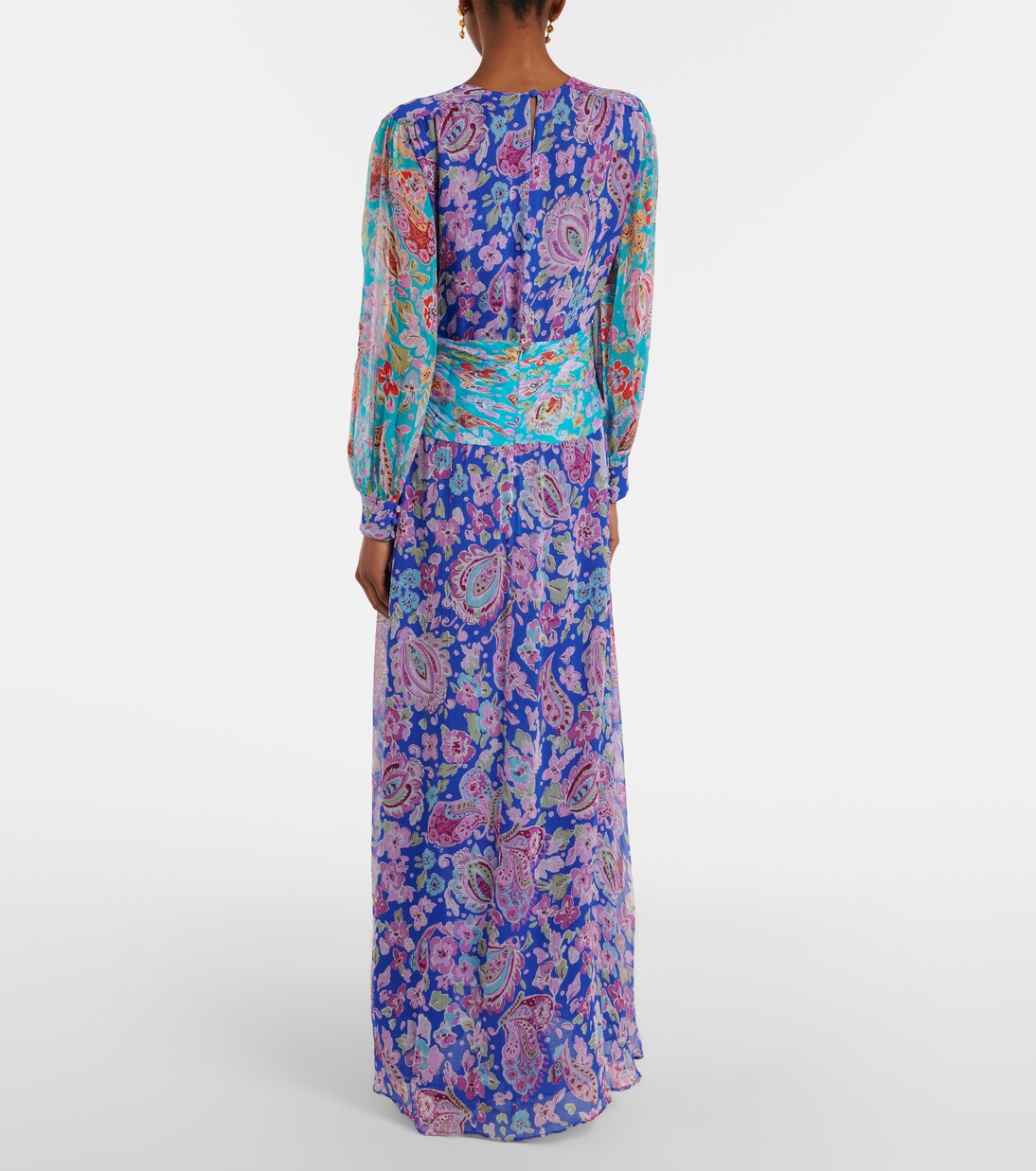 Meera floral gathered chiffon maxi dress | Rixo