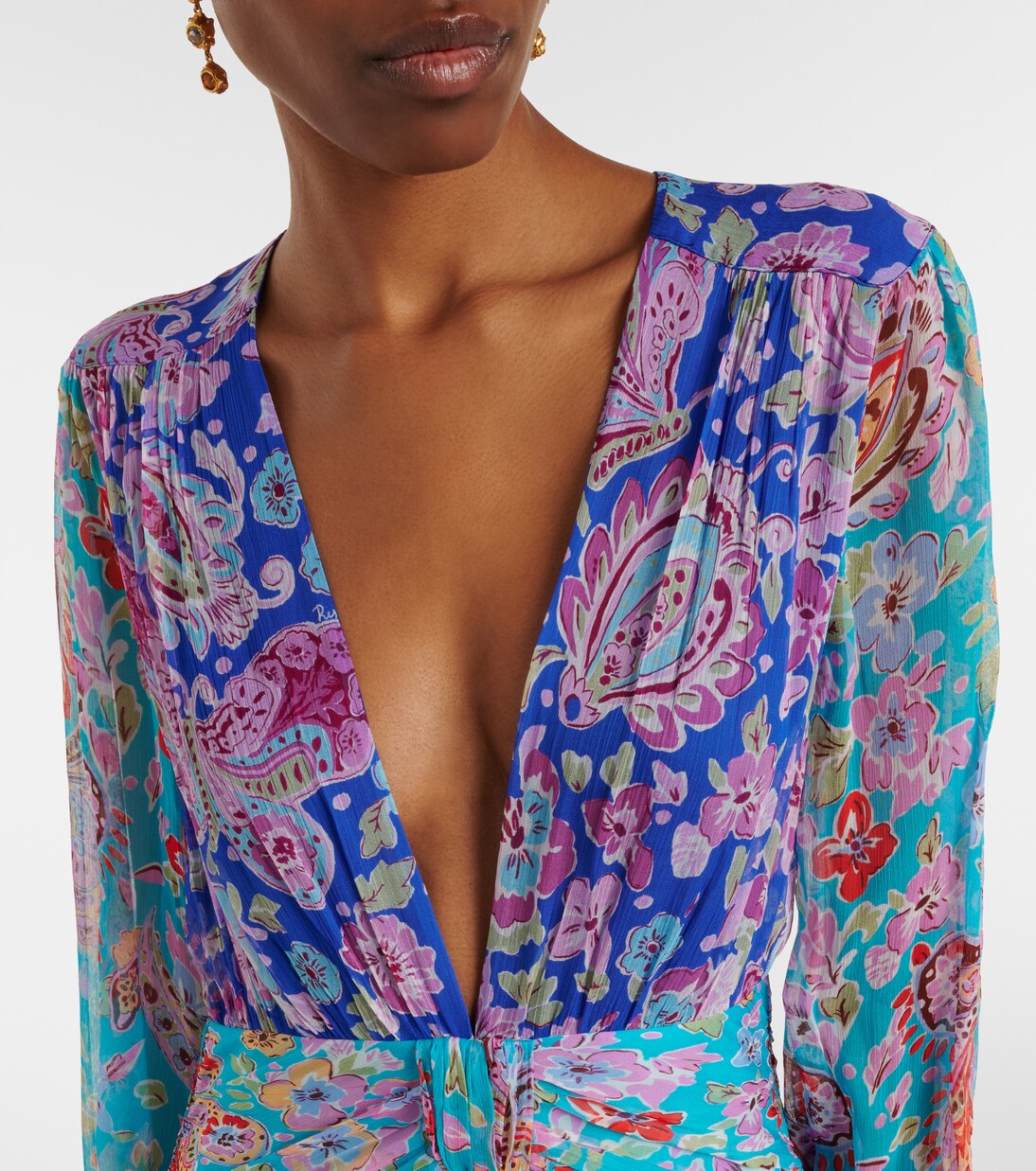 Meera floral gathered chiffon maxi dress | Rixo