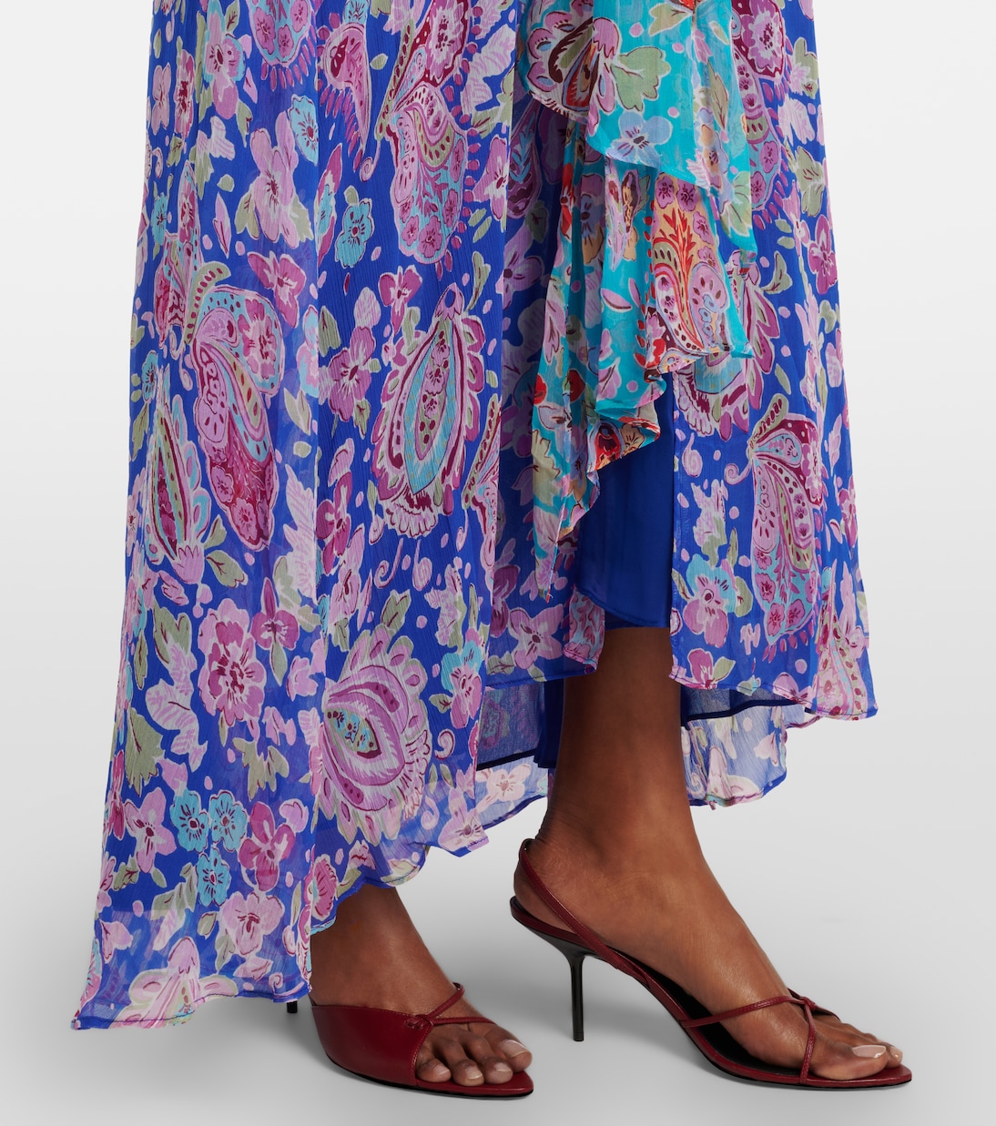 Meera floral gathered chiffon maxi dress | Rixo