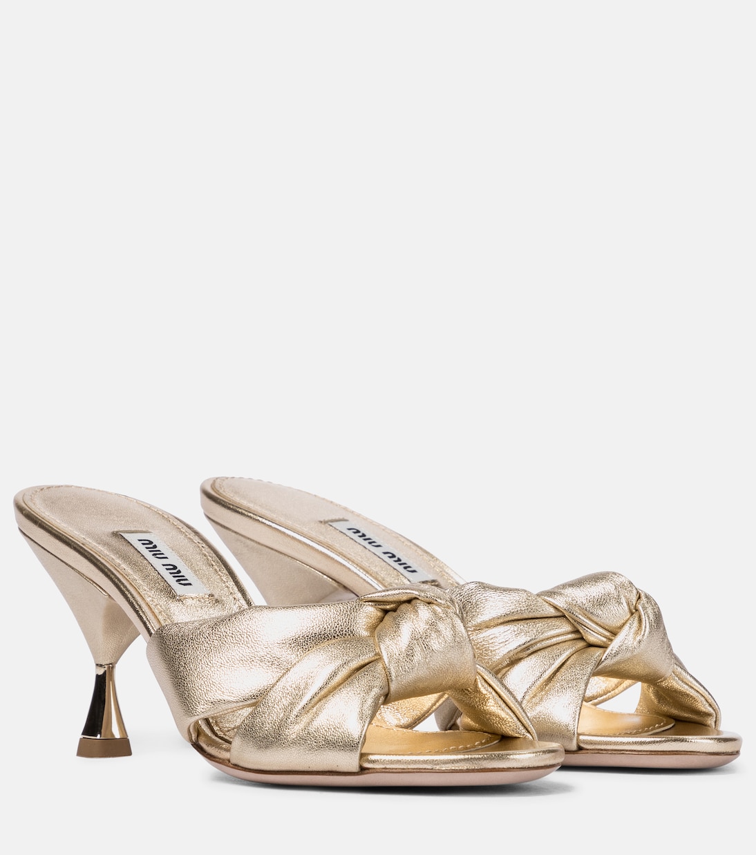 Mules en cuir métallisé | Miu Miu