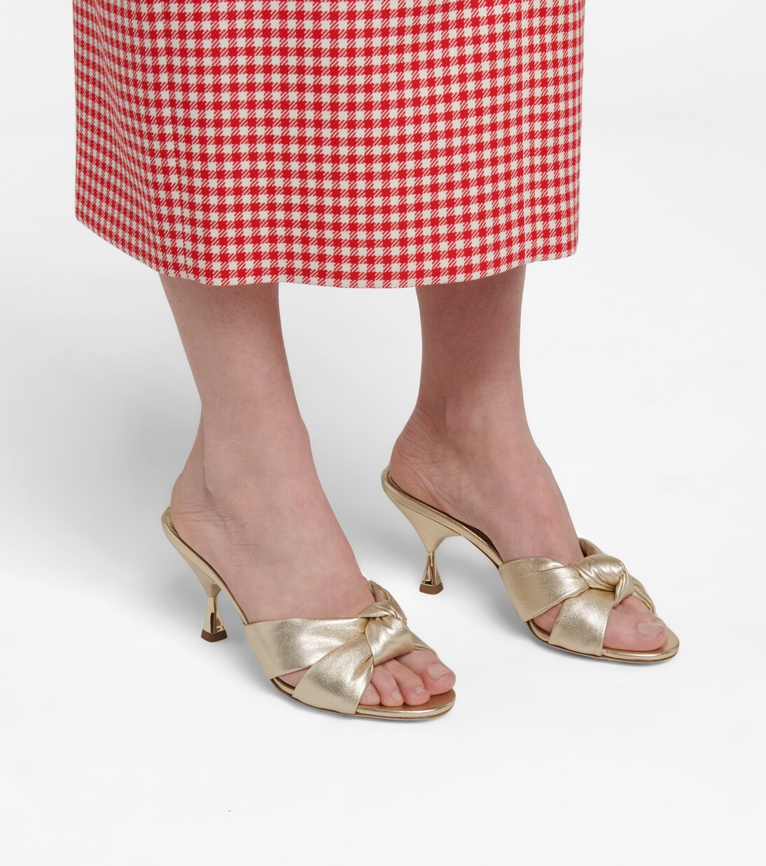 Mules en cuir métallisé | Miu Miu