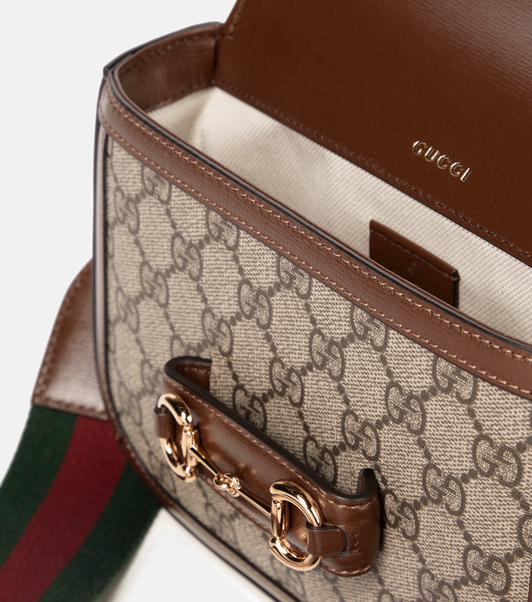 Gucci Horsebit 1955 Mini leather-trimmed shoulder bag | Gucci