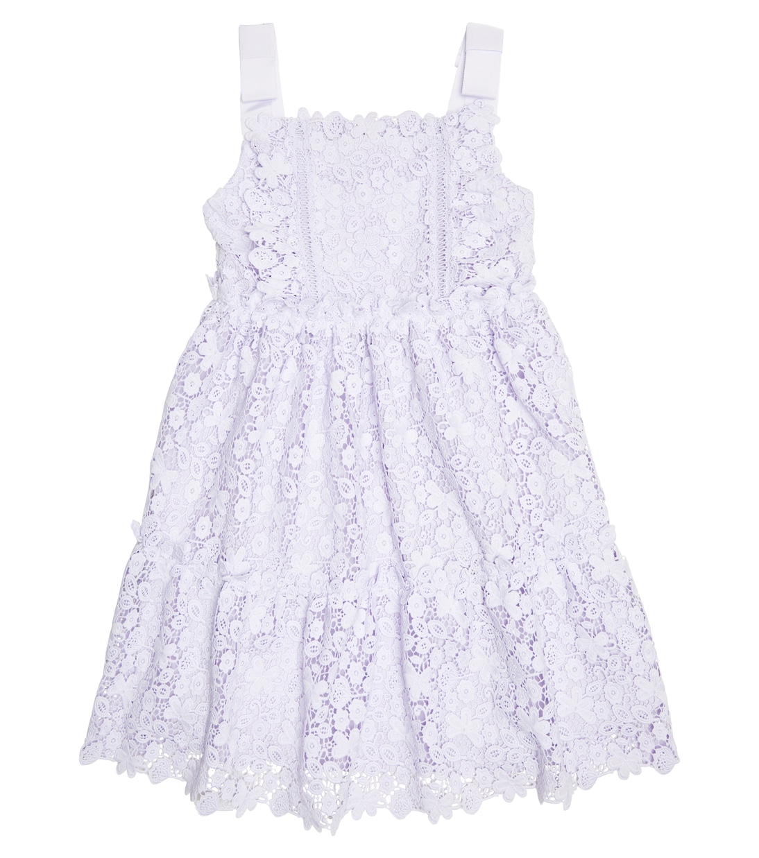 Bow-trimmed guipure lace dress | Self-Portrait Kids