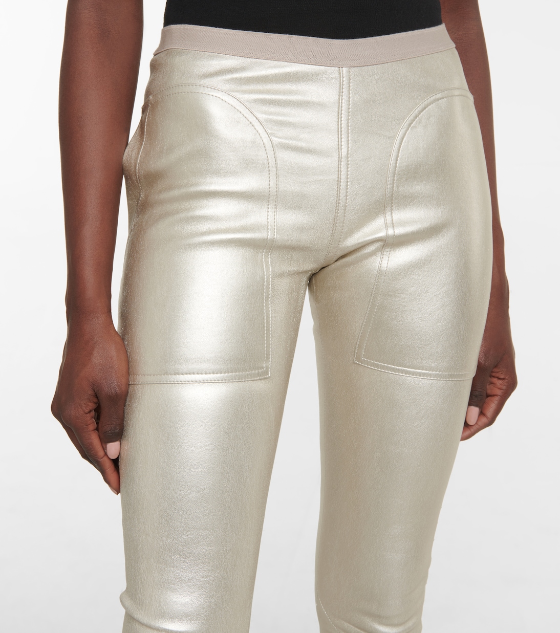 Legging métallisé en cuir et coton | Rick Owens