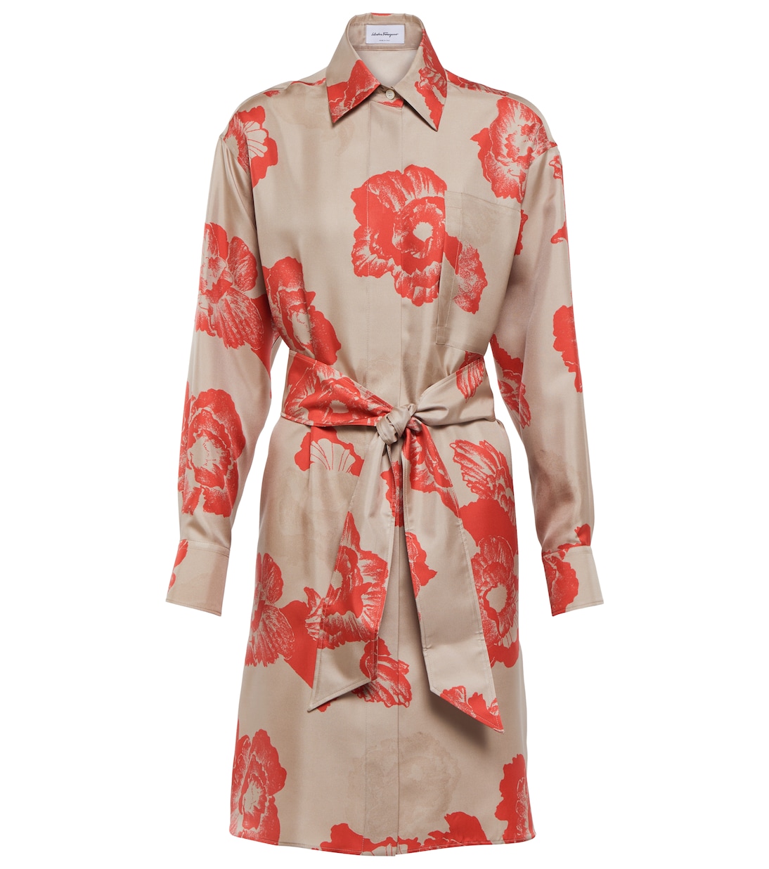 Robe chemise imprimée en soie | Ferragamo