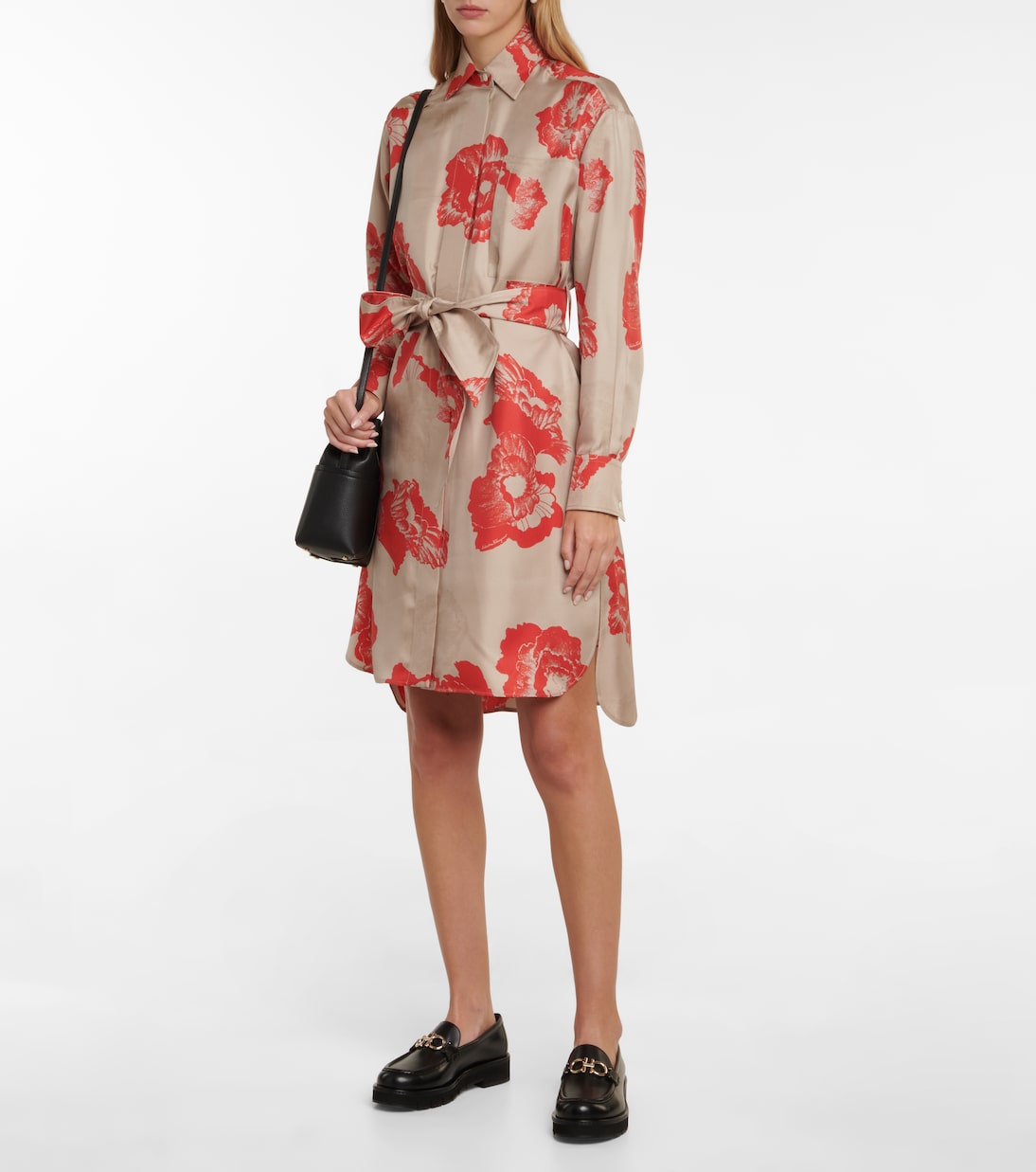 Robe chemise imprimée en soie | Ferragamo