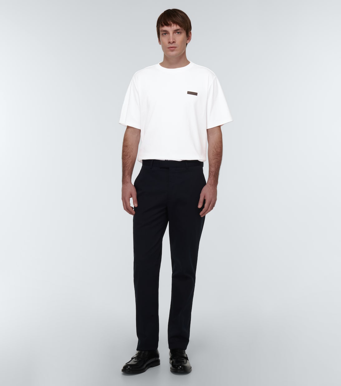 T-shirt in cotone con pelle | Berluti