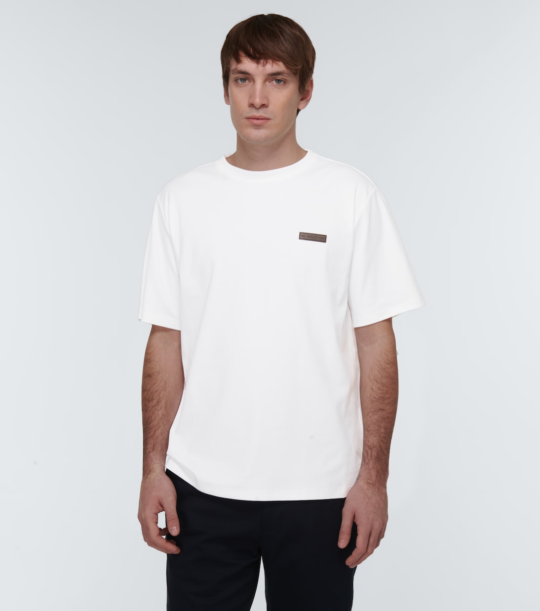 T-shirt in cotone con pelle | Berluti