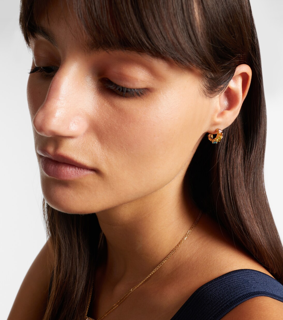 Orecchini a cerchio Mini in oro 14kt con diamanti e pietre preziose | Suzanne Kalan