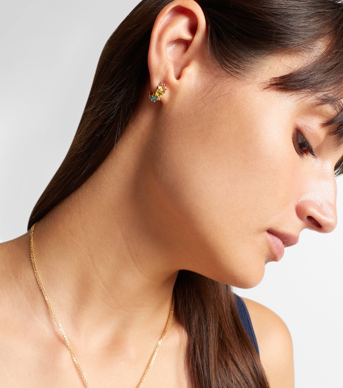 Orecchini a cerchio Mini in oro 14kt con diamanti e pietre preziose | Suzanne Kalan