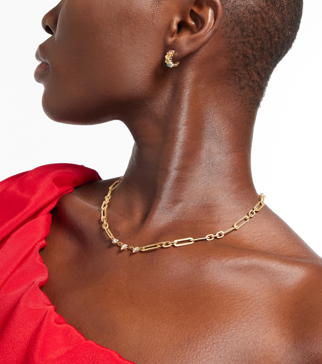 Orecchini Mini Cerchio in Oro 14kt con Gemme e Diamanti - Stile Giovane e Moderno