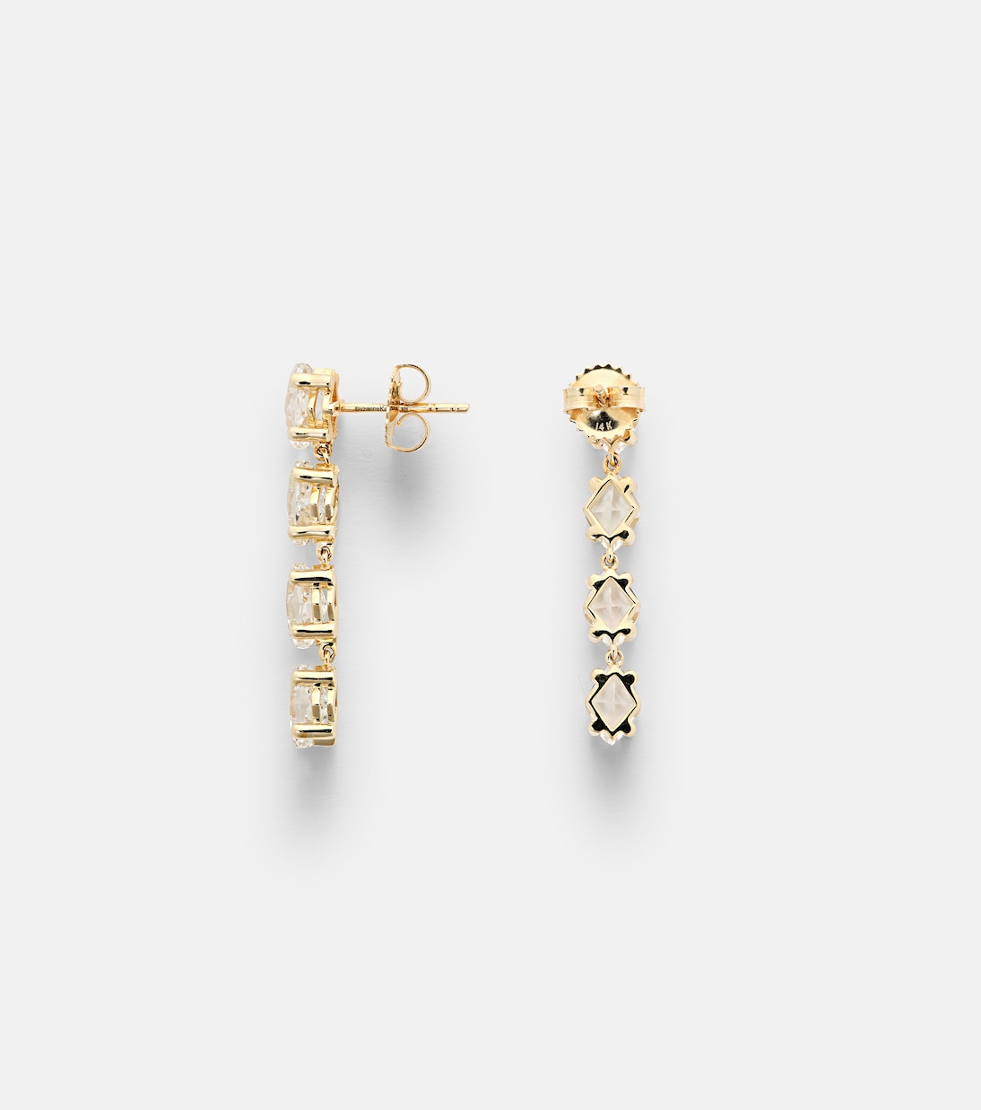 Orecchini pendenti SUZANNE KALAN Kira in oro 14kt con topazio bianco per giovani trendy