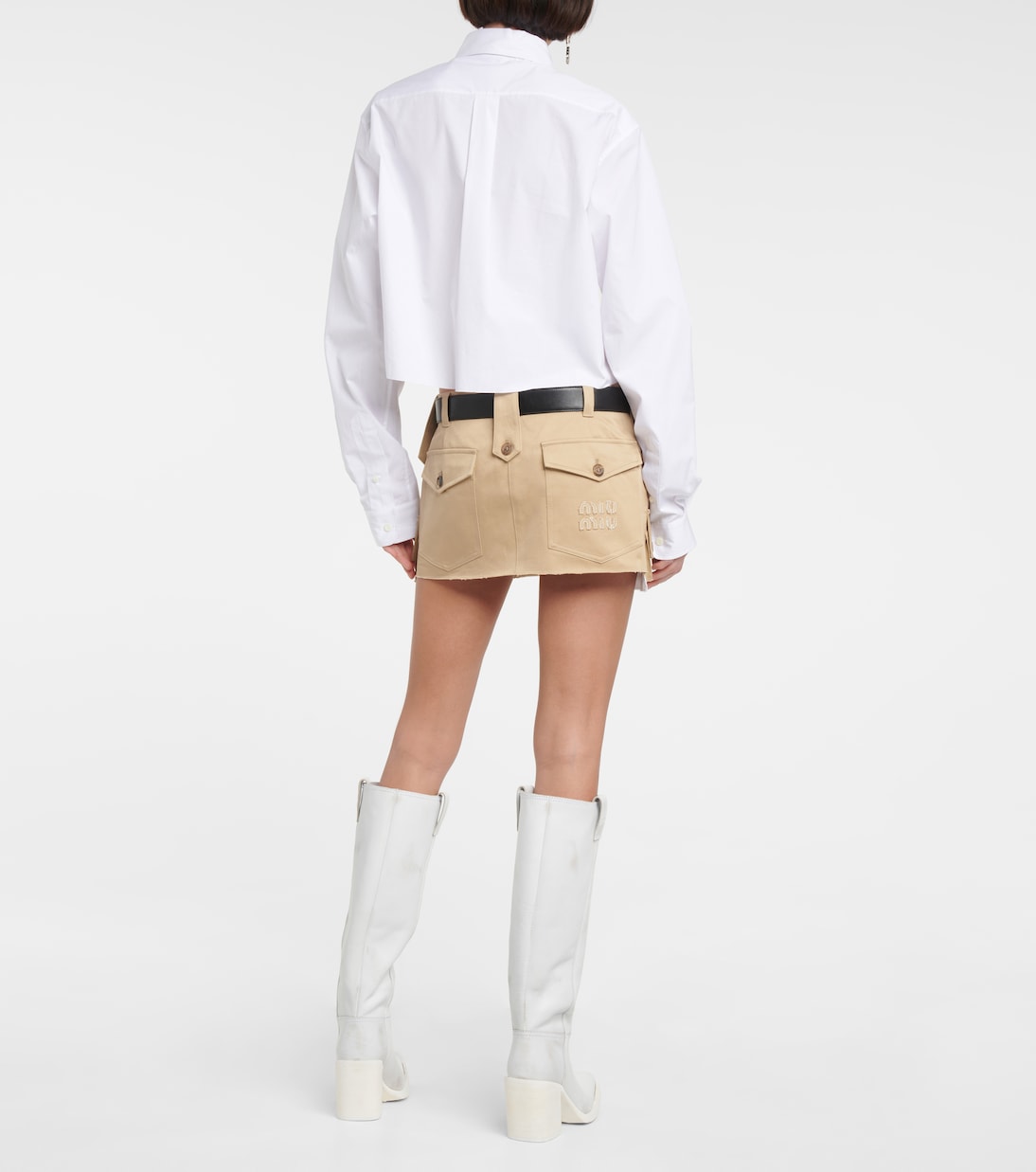 Mini-jupe en coton | Miu Miu