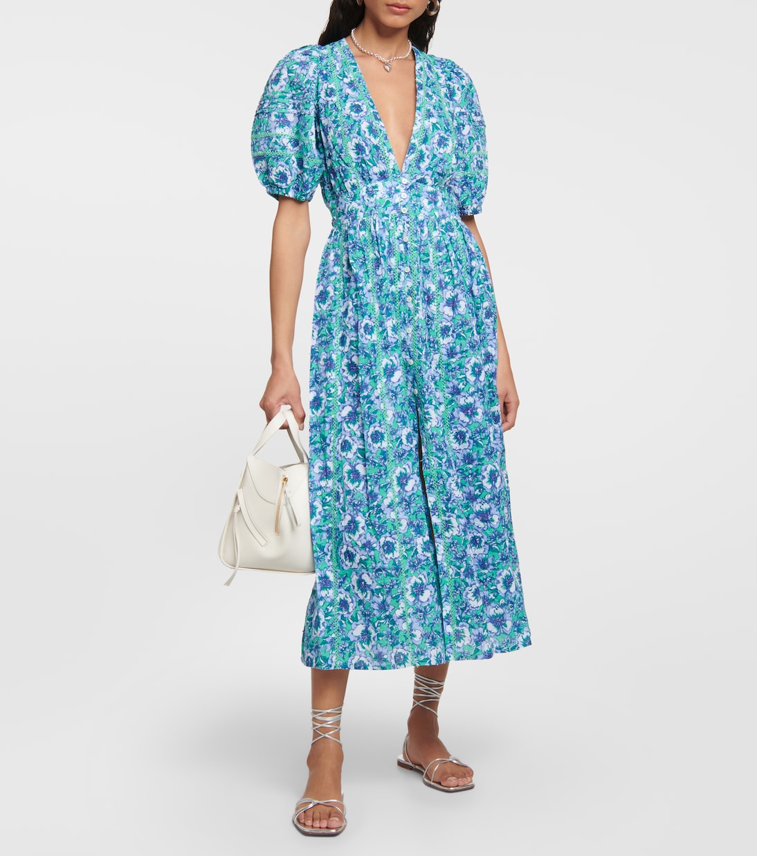 Reine floral cotton midi dress | Poupette St Barth