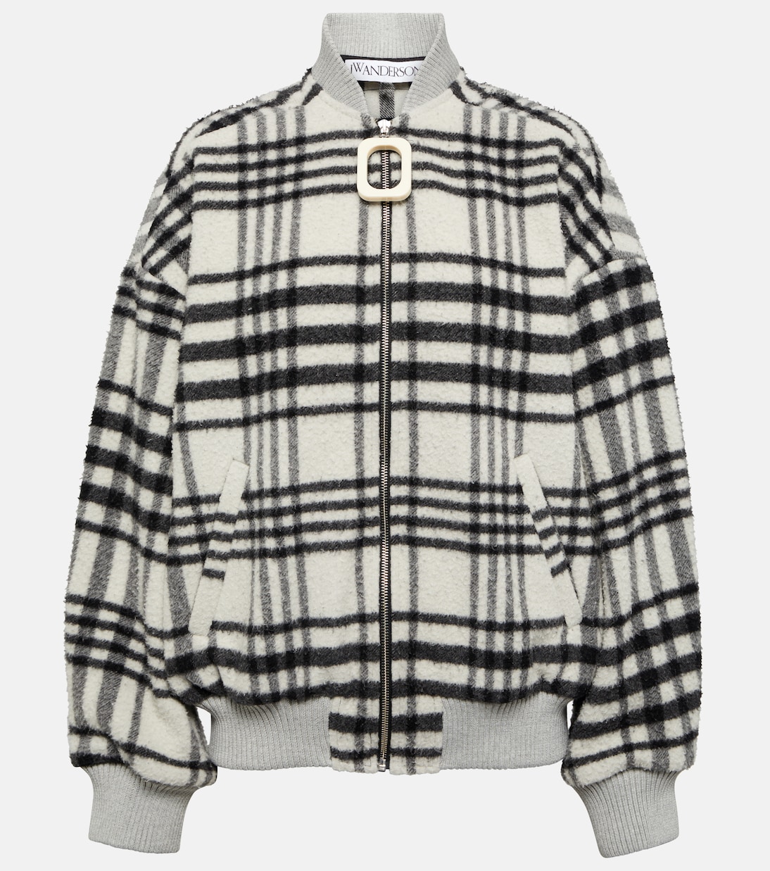 Checked wool-blend bomber jacket | JW Anderson