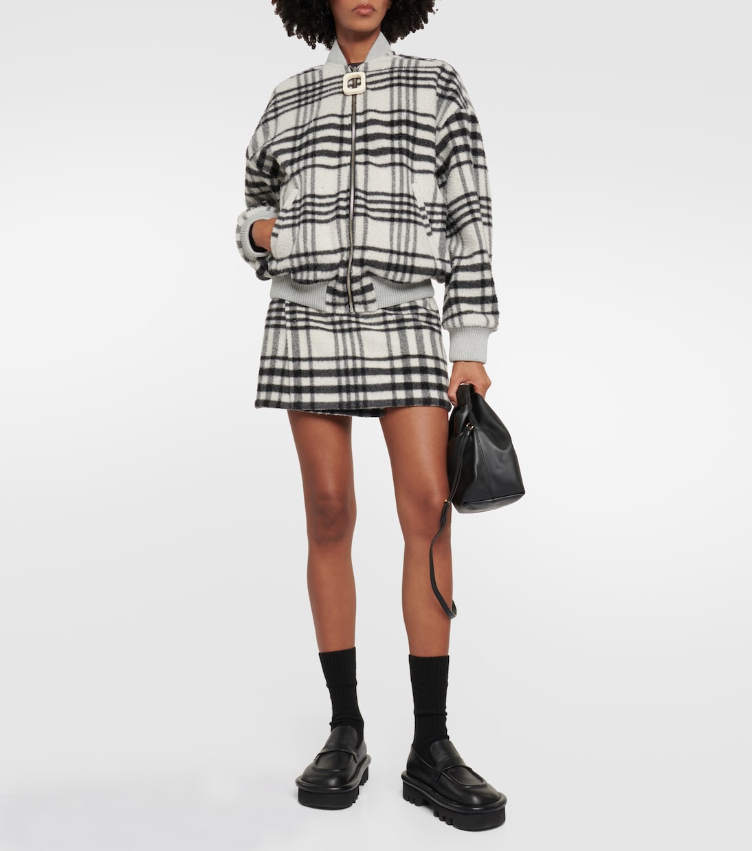 Checked wool-blend bomber jacket | JW Anderson