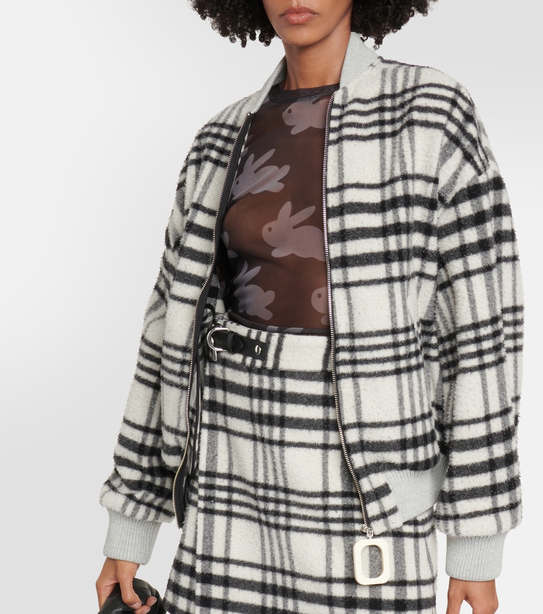 Checked wool-blend bomber jacket | JW Anderson