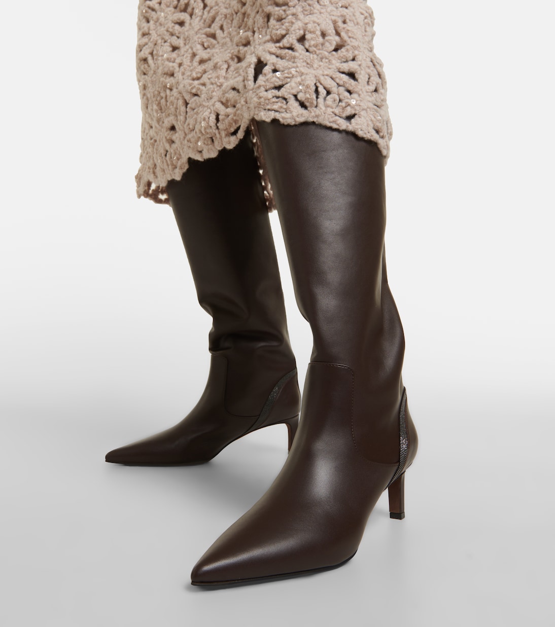 Botas altas de piel adornadas | Brunello Cucinelli