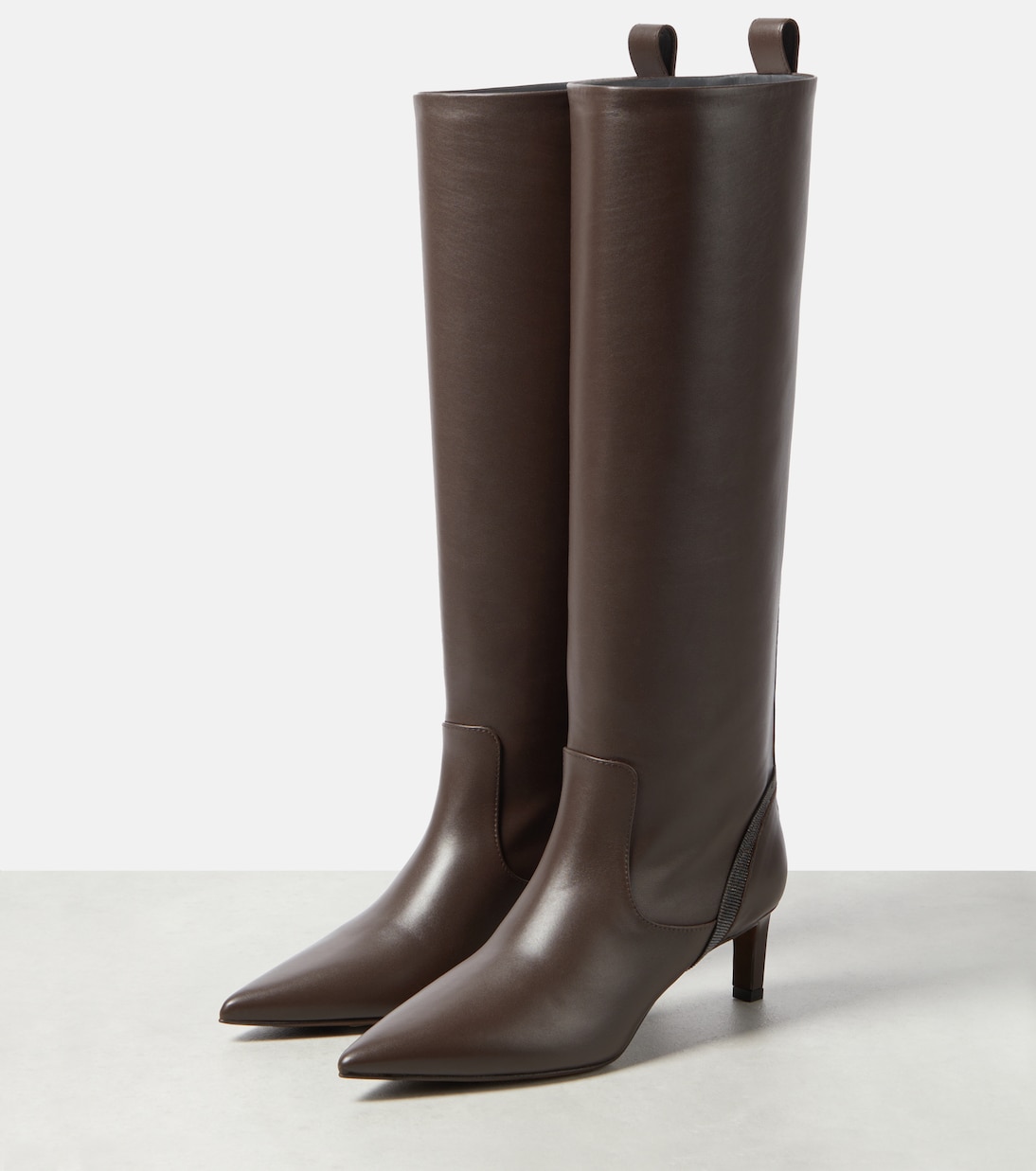 Botas altas de piel adornadas | Brunello Cucinelli