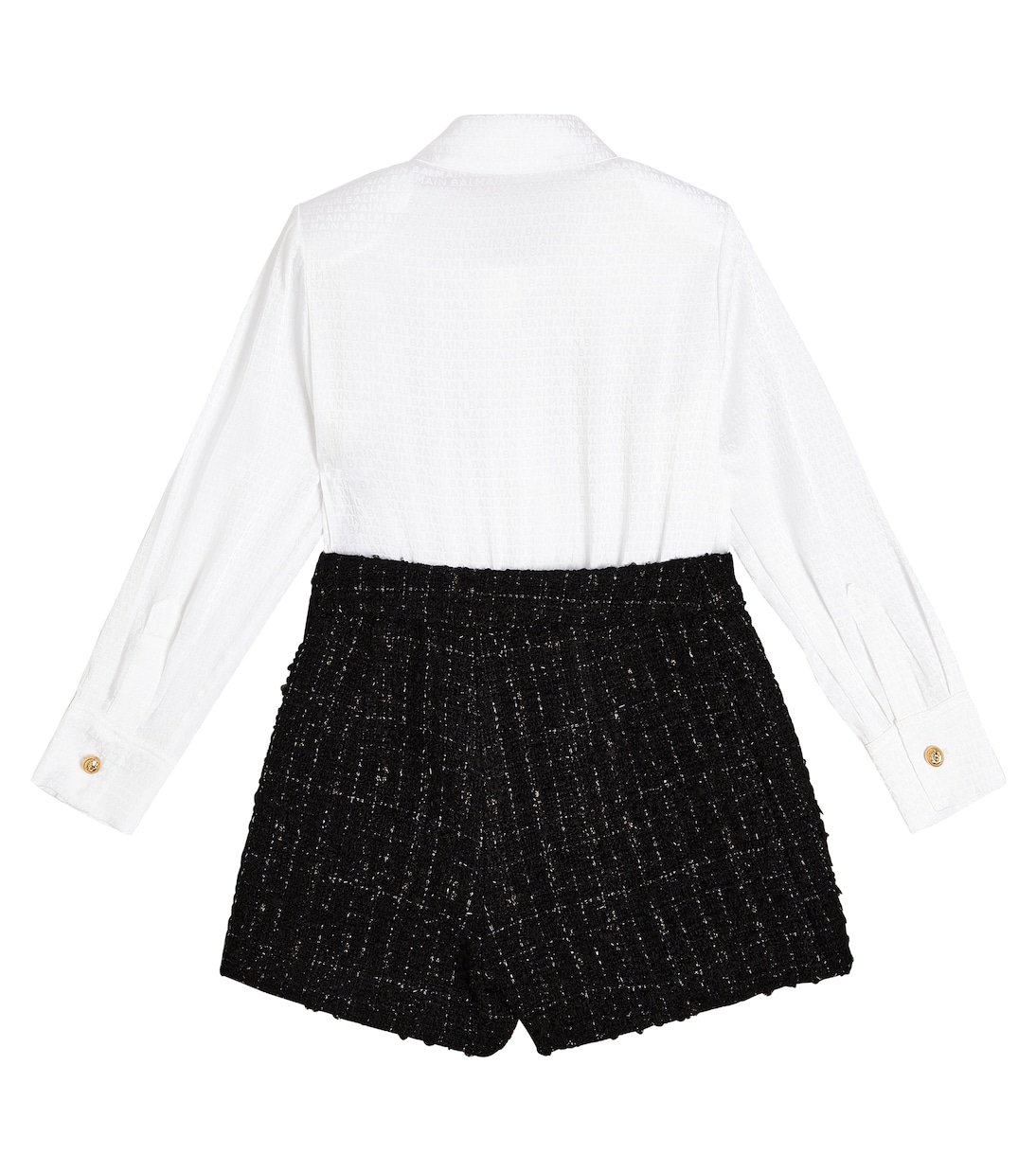 Robe chemise en coton et laine mélangés | Balmain Kids