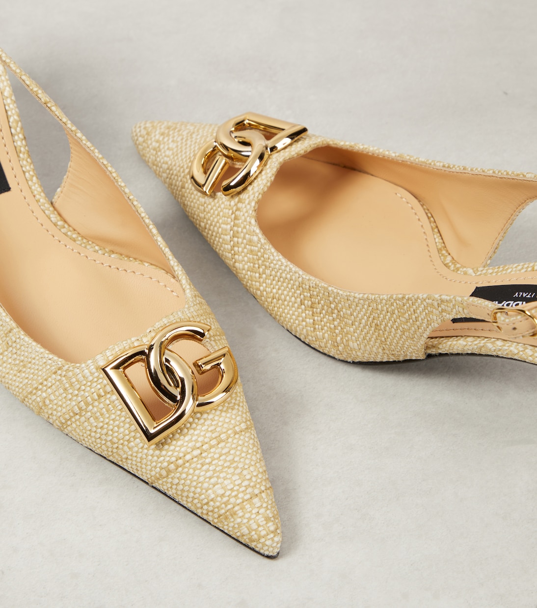 Pumps slingback in rafia con logo | Dolce&Gabbana